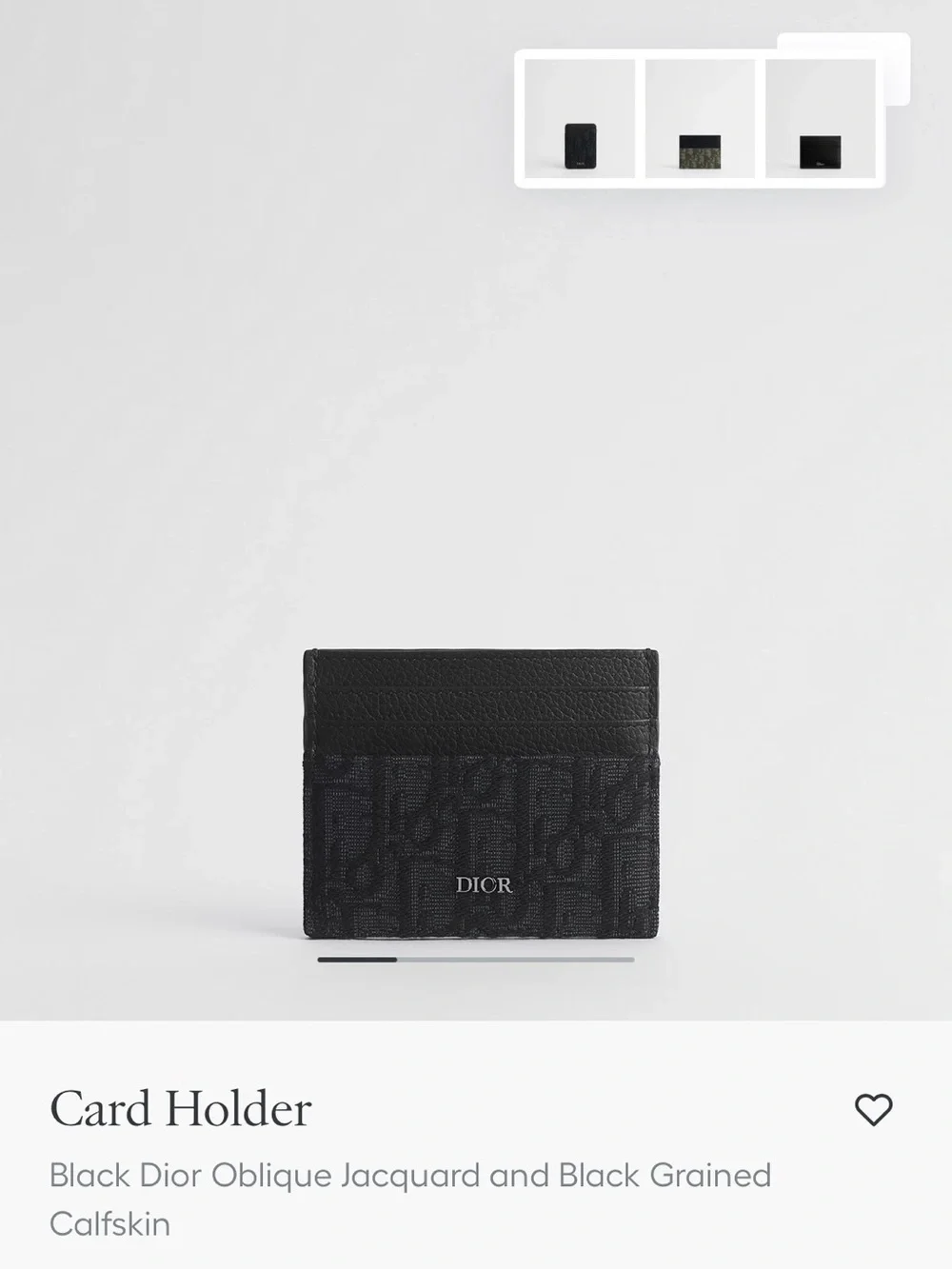 Dior Black Oblique Jacquard & Grained Calfskin Card Holder